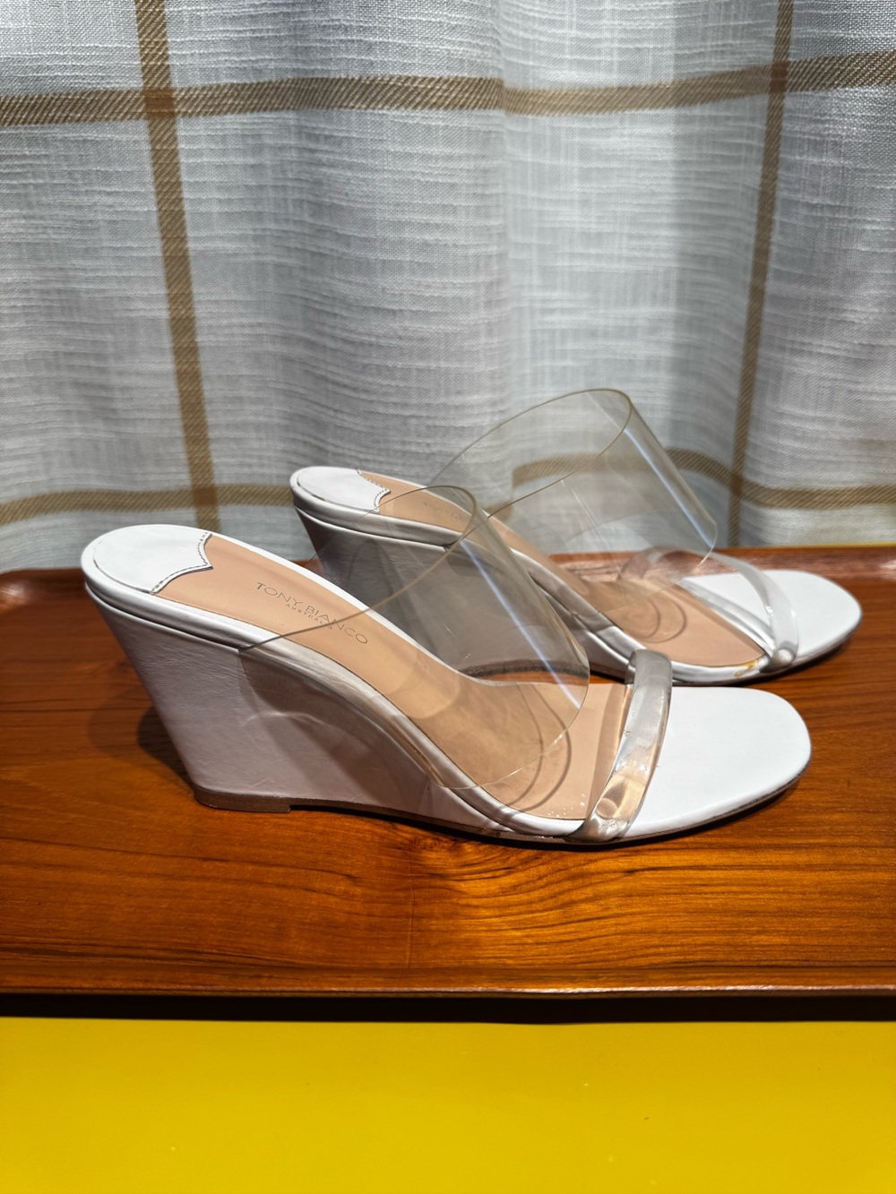 Tony Bianco White Clear PVC Wedge Sandals